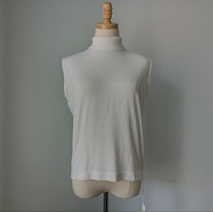 Vintage mock high neck white sleeveless top